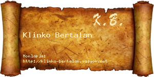 Klinko Bertalan névjegykártya